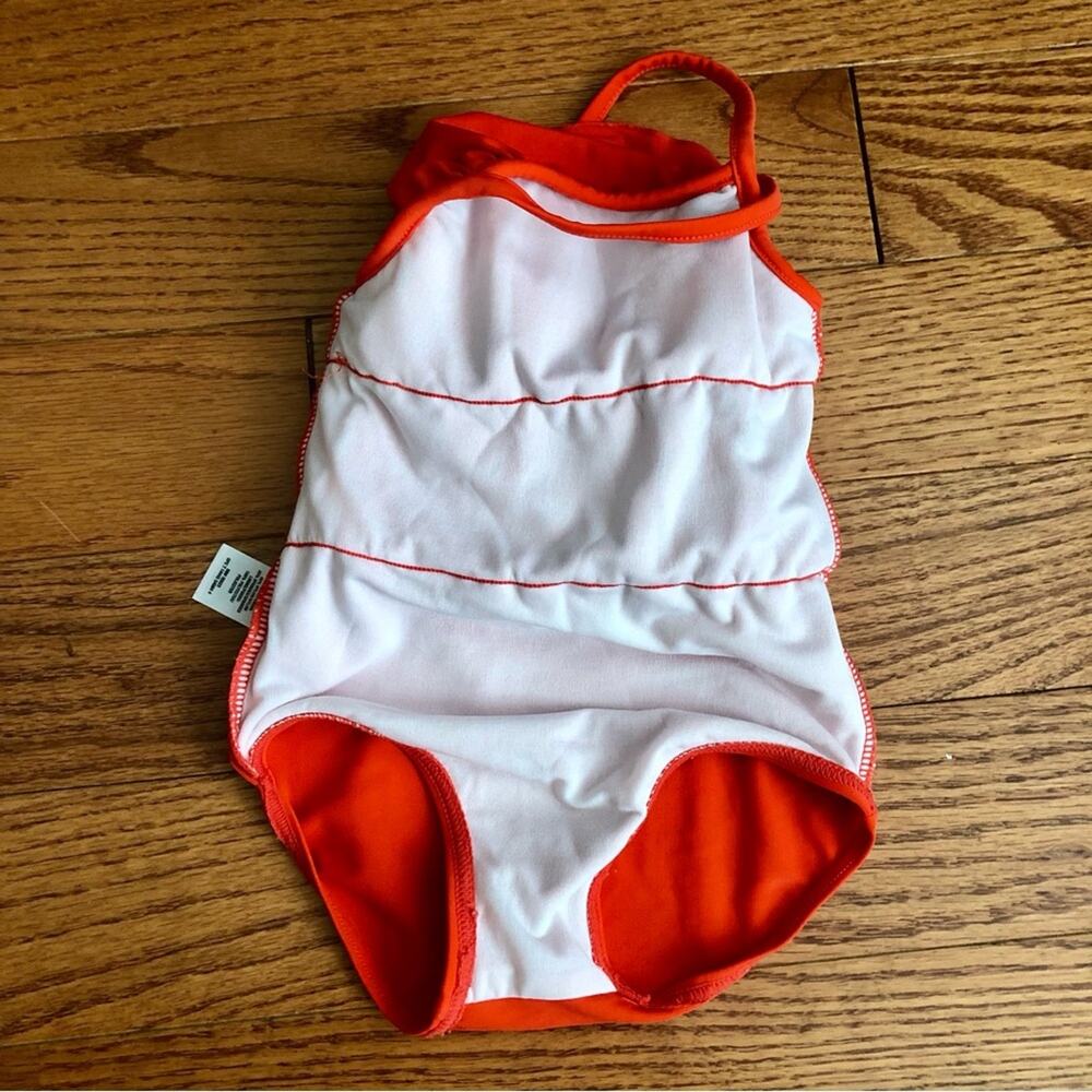Carter’s one-piece swimsuit Tiered Crisscross Straps Red Baby Girl Size 18 Mo - Picture 4 of 6